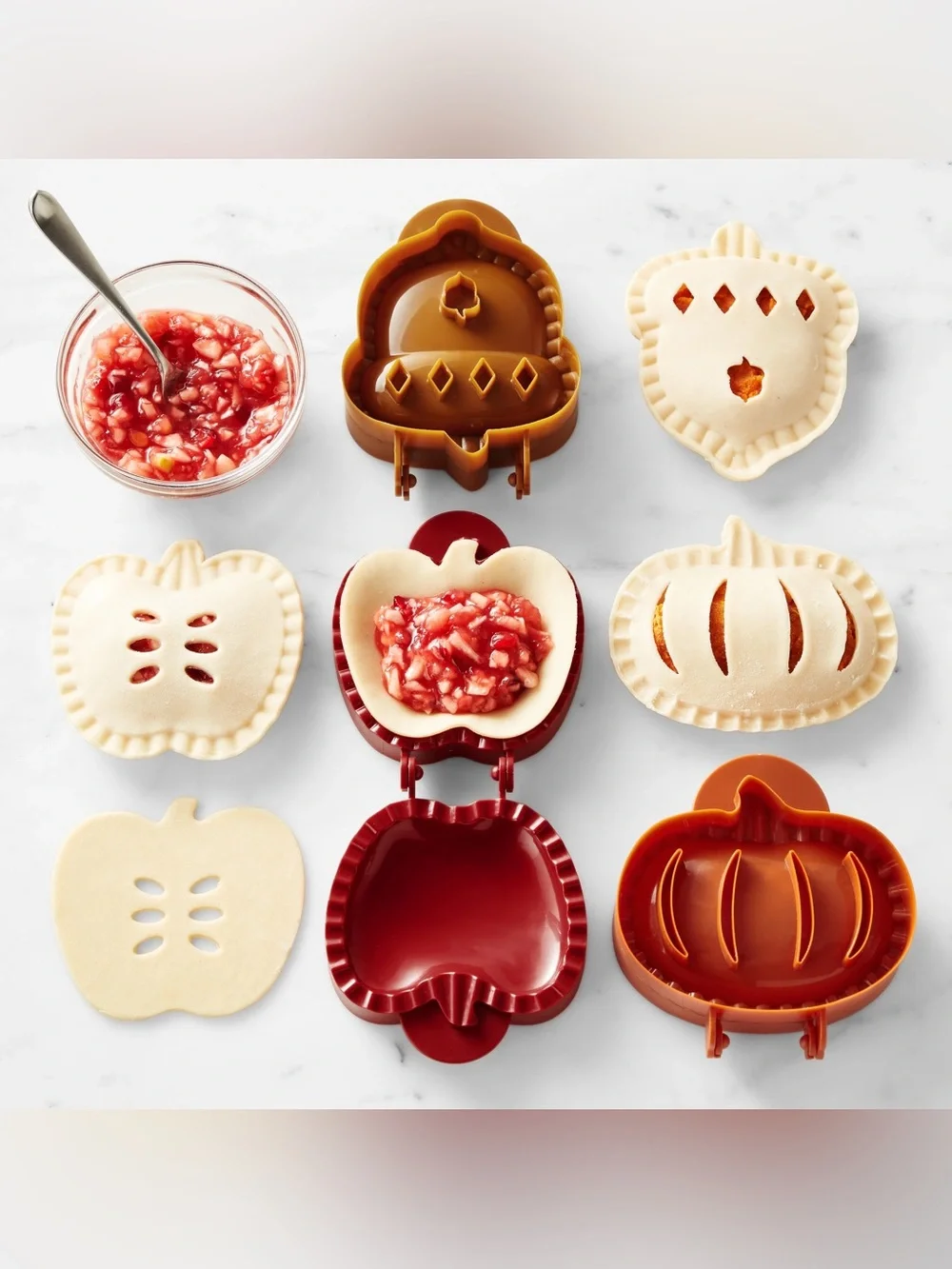 Williams Sonoma Fall Hand Pie Molds Apple Pumpkin Acorn Set of 3 NIB